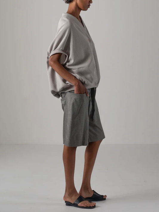 COGTHEBIGSMOKE / NEELA PUFF SLEEVE CARDIGAN / PALE GREY