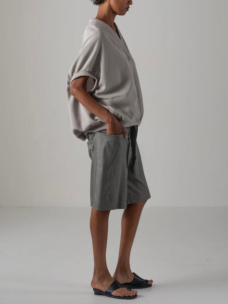 COGTHEBIGSMOKE / NEELA PUFF SLEEVE CARDIGAN / PALE GREY
