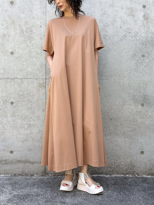 SLOANE / コットン×ナイロン バックタックワンピース / CAMEL / SL10S-T1106