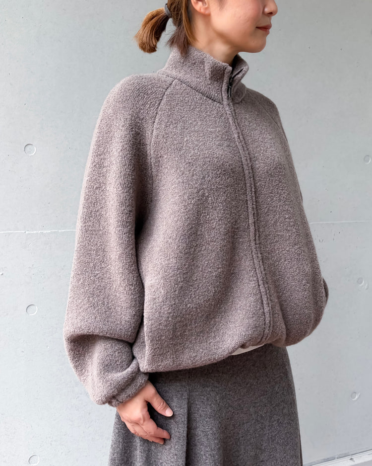 WALANCE / BOUCLE KNIT ZIP BLOUSON / MOCHA / 3263-01544