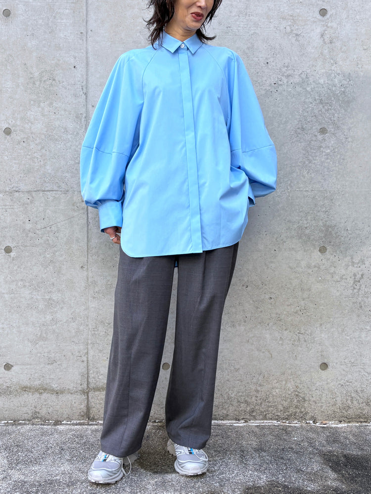 ENFÖLD / CIRCLE DORAPE SHIRT / L.BLUE / 300JS430-1061