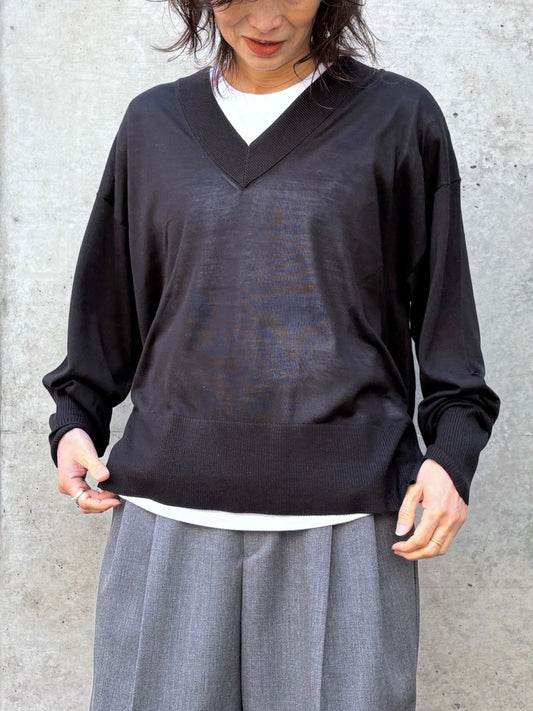 CINOH / SILK KNIT V/N PO / BLACK / E-50-048