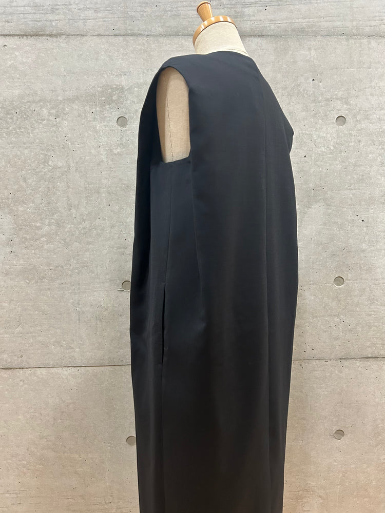 AURALEE / STRUCTURED WOOL DOUBLE CLOTH SLEEVELESS DRESS / TOP BLACK / A26DO1HP