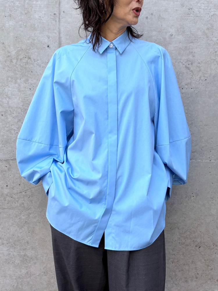 ENFÖLD / CIRCLE DORAPE SHIRT / L.BLUE / 300JS430-1061