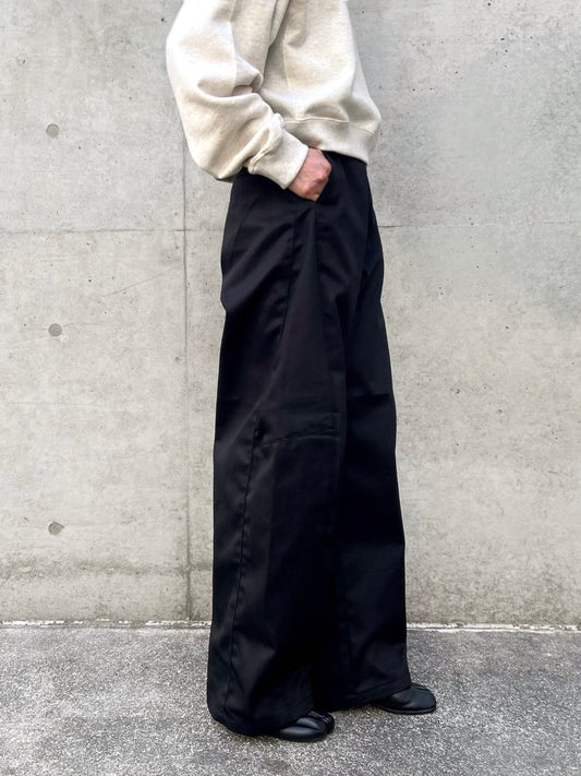 HYKE / T/C BARREL-LEG WORK PANTS / BLACK / 13394