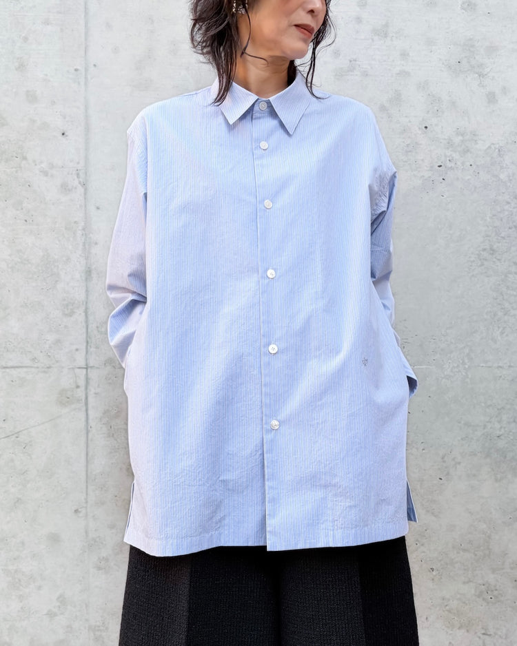 BLAMINK / BLMKストライプレギュラーカラーシャツ / LT.BLUE / 79112000005