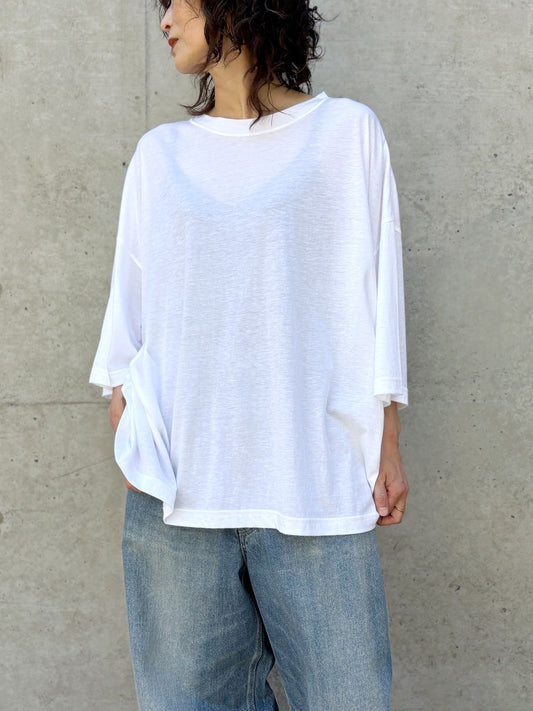 INSCRIRE / Cotton Silk Over Size T-Shirt / WHITE / I26SSBC3A