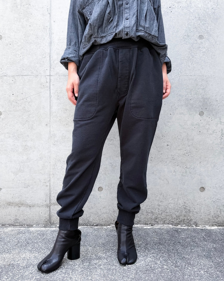 KATHARINE HAMNETT / FRENCHTERRY GIM PANTS/ BLACK / TKH-SWP-01