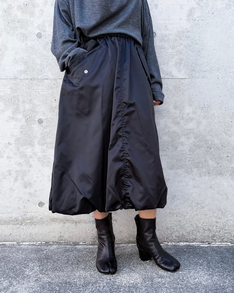 noir kei ninomiya / ナイロンツイルバルーンスカート / BLACK / 3A-S021-