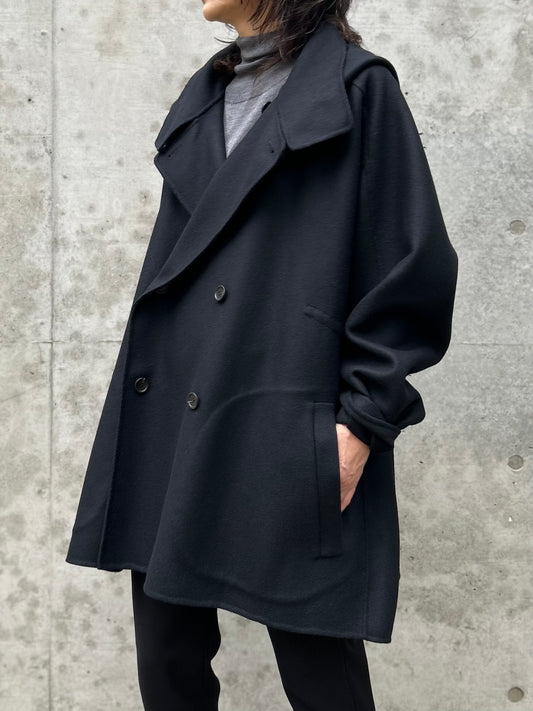 VACHEMENT / ダブルメルトン ショートトレンチ / BLACK / VL-16-208