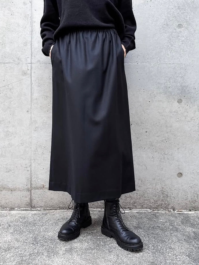 GALERIE VIE / ライトフラノストレッチ イージースカート / BLACK / 23055405201