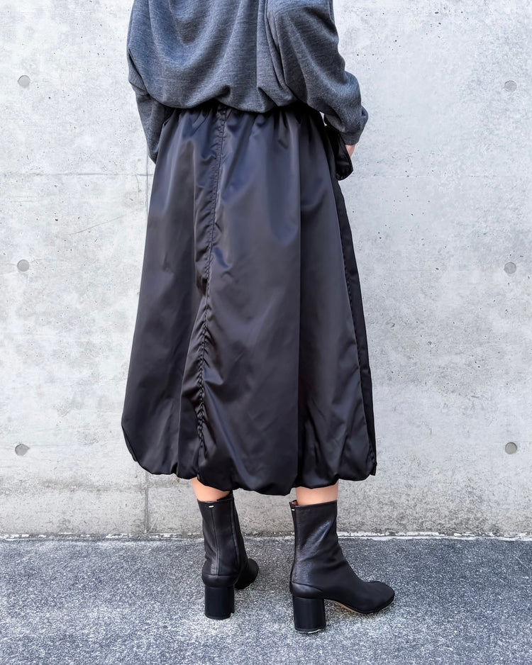 noir kei ninomiya / ナイロンツイルバルーンスカート / BLACK / 3A-S021-