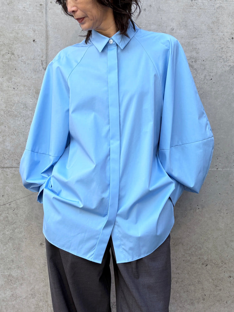 ENFÖLD / CIRCLE DORAPE SHIRT / L.BLUE / 300JS430-1061