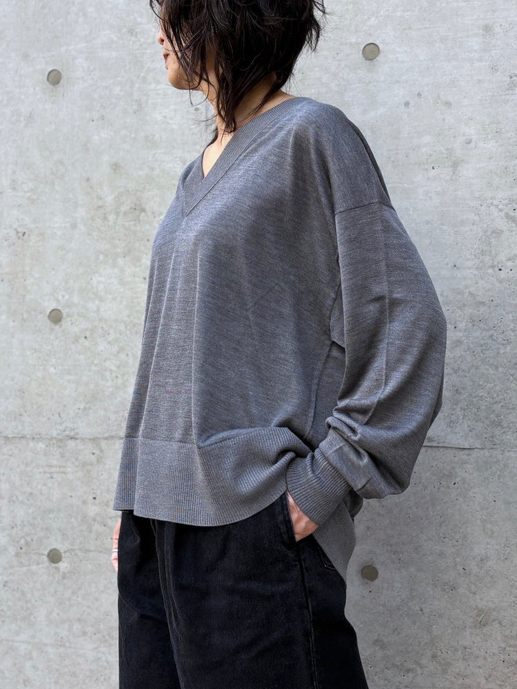 CINOH / SILK KNIT V/N PO / GRAY / E-50-048