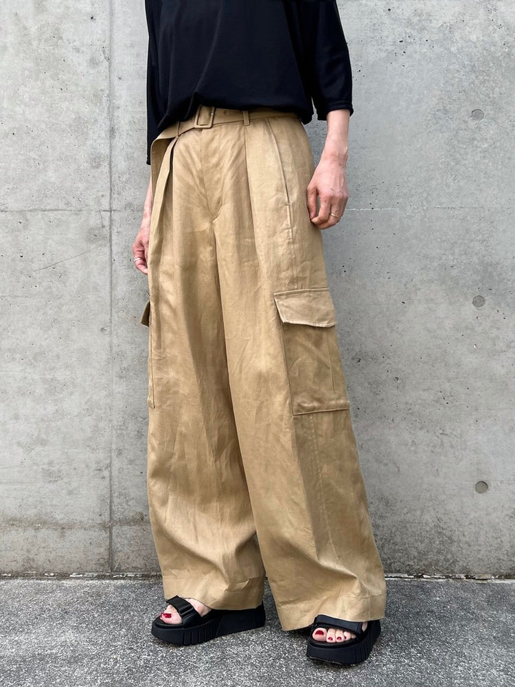 GALERIE VIE / ラミーツイル ベルテッドカーゴパンツ / CAMEL / 23046104112