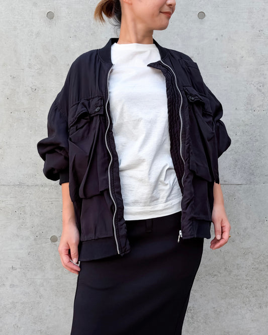 KATHARINE HAMNETT / CUPURO/SILK/REYON PADED BOMBER / BLACK / 26A-KHSB-90