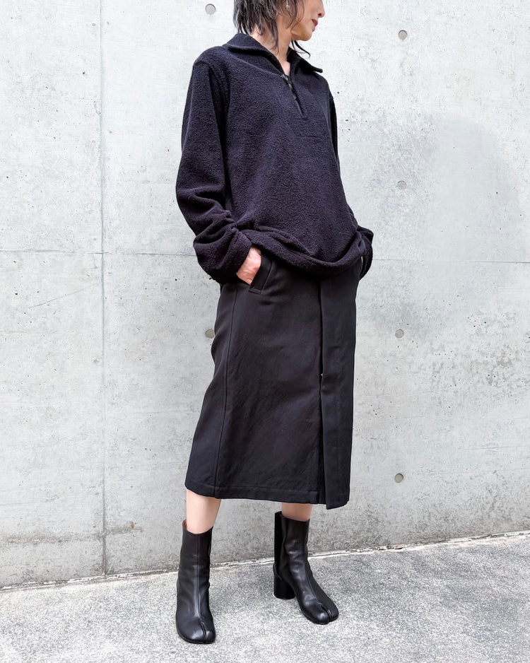 AURALEE / WOOL COTTON LINEN OX SKIRT / BLACK / J26SS06WO