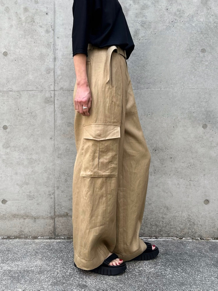 GALERIE VIE / ラミーツイル ベルテッドカーゴパンツ / CAMEL / 23046104112