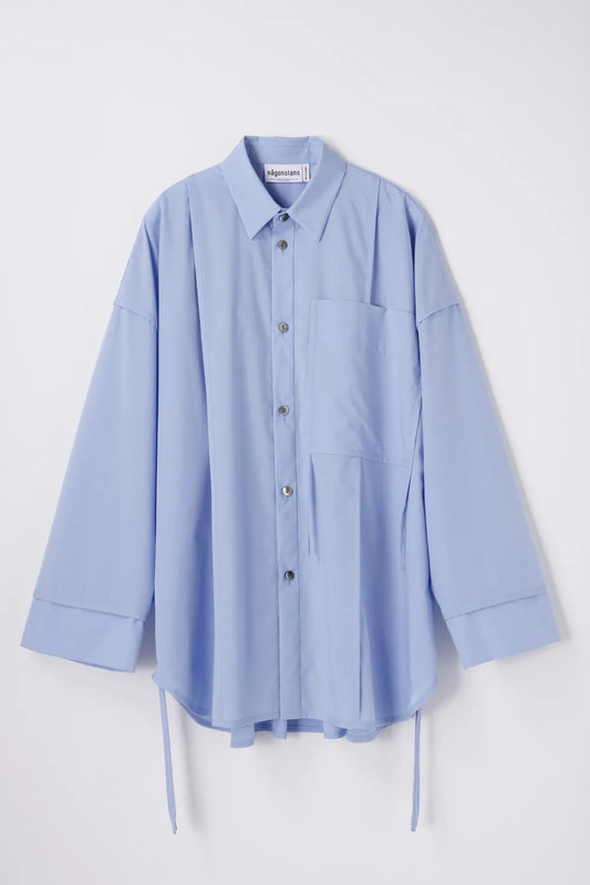 någonstans / piping wide shirt / water / 470JA430-0401