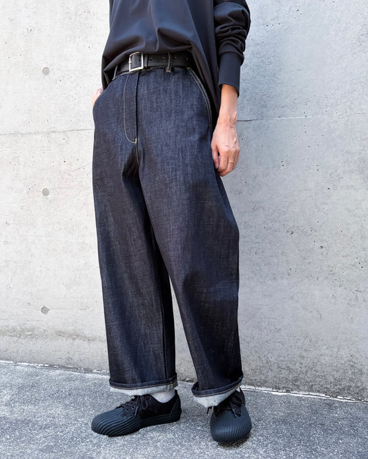 STUDIO NICHOLSON / CHALCO DENIM / WIDE CROP PANT / RAW INDIGO / SNW1417