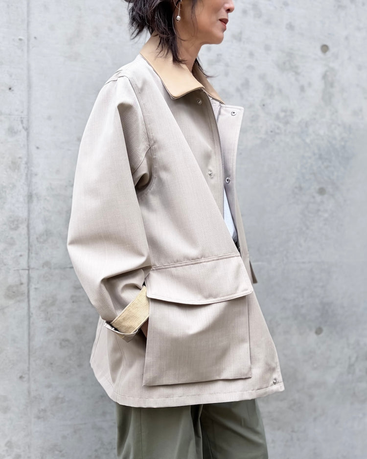 AURALEE / WOOL MAX CANVAS BLOUSON / TOP GRAY BEIGE / A26SB06WB