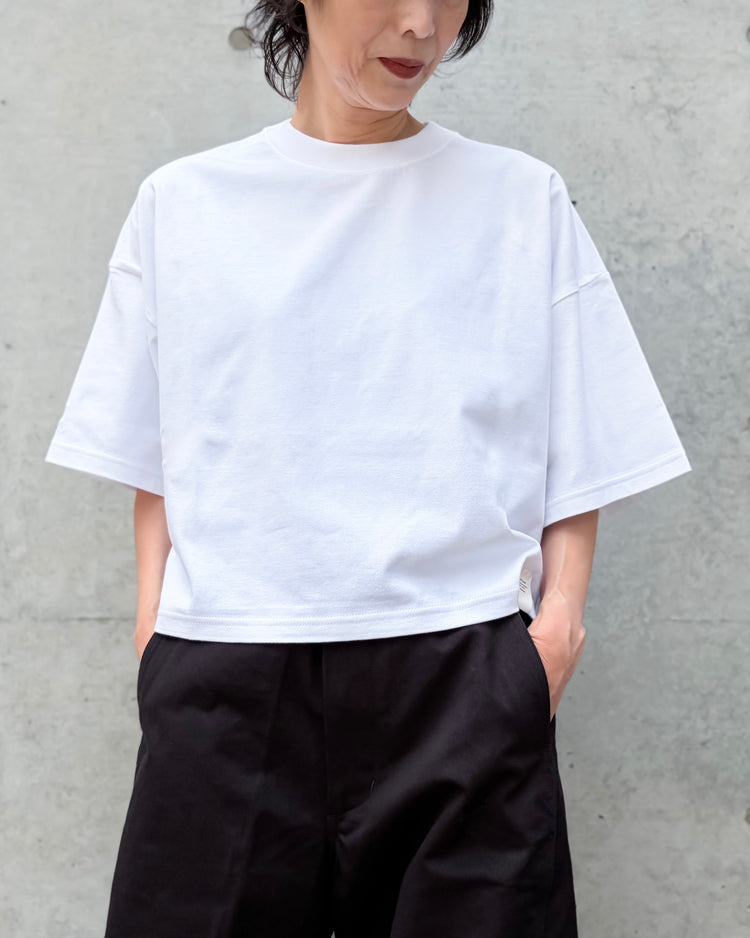 HYKE / CROPPED SHORT-SLV TEE / BIG FIT(6.5OZ) / WHITE / 12453