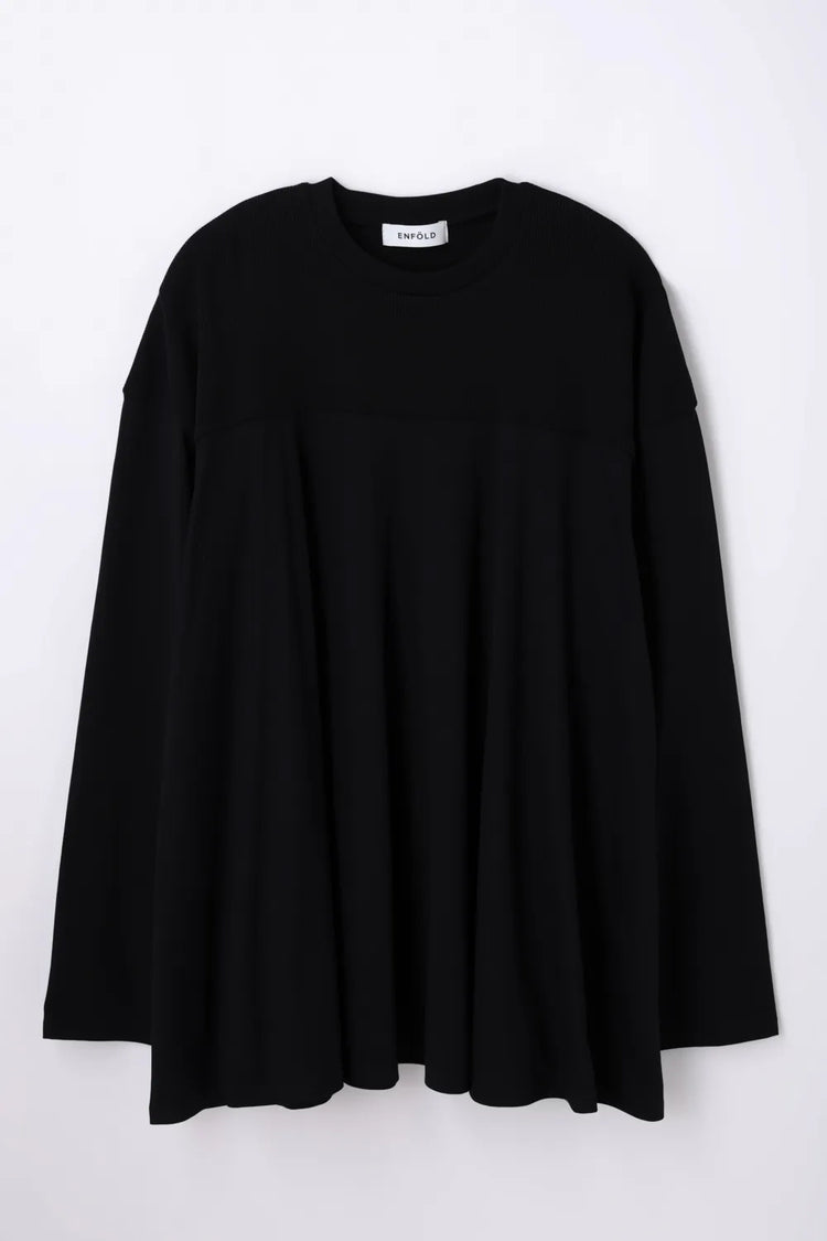ENFÖLD / MIX-FABRIC LONG-SLEEVES T-SHIRT / Black / 300JA480-2001
