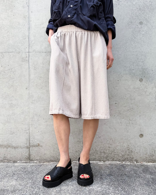 KATHARINE HAMNETT / NOIL SILK EASY WIDE SHORTS / BEIGE / KHESP-01