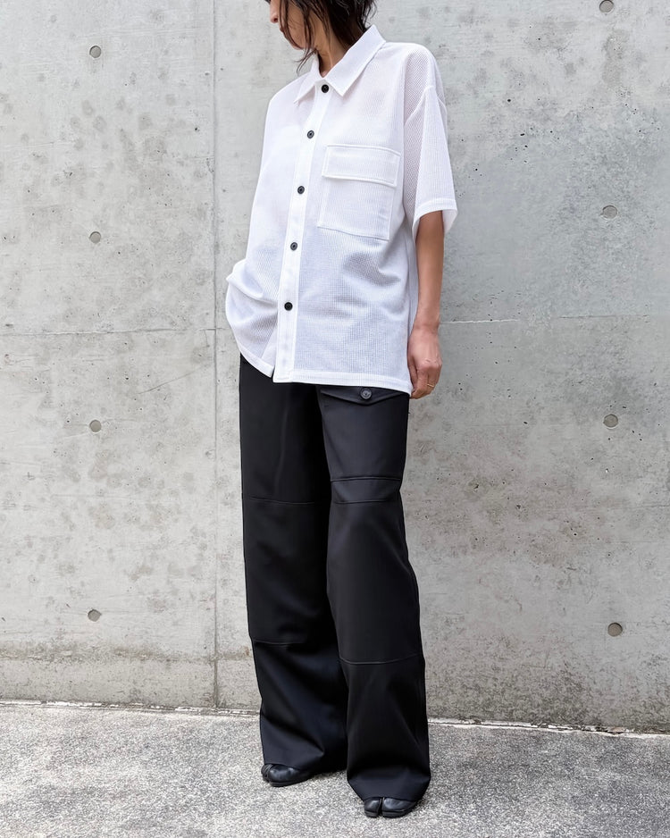 08sircus / Sheer waffle over shirts / White / S26SS-CS06