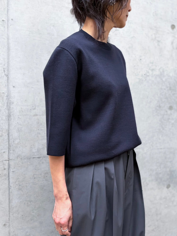 BOWTE / EXTRA FINE WORSTED YARN HALF SLEEVE DOUBLE KNIT / DK.NAVY / 261-03-0001