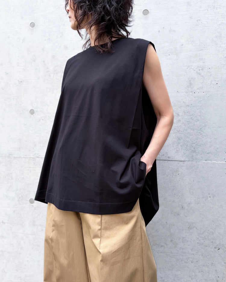 ADAWAS / DRY COTTON JERSEY FLARED TANK / BLACK / ADWS-507-38