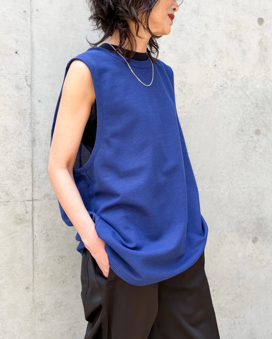 08sircus / Sheer waffle sleeveless top / royal blue / S26SS-CS07