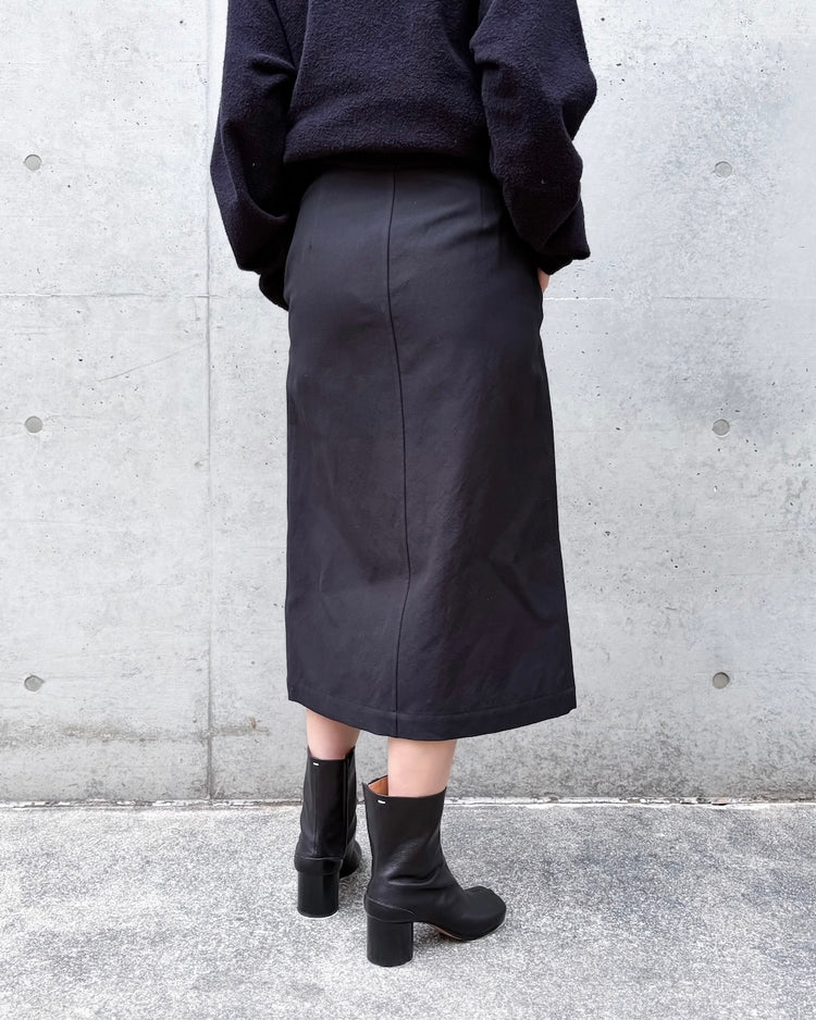 AURALEE / WOOL COTTON LINEN OX SKIRT / BLACK / J26SS06WO
