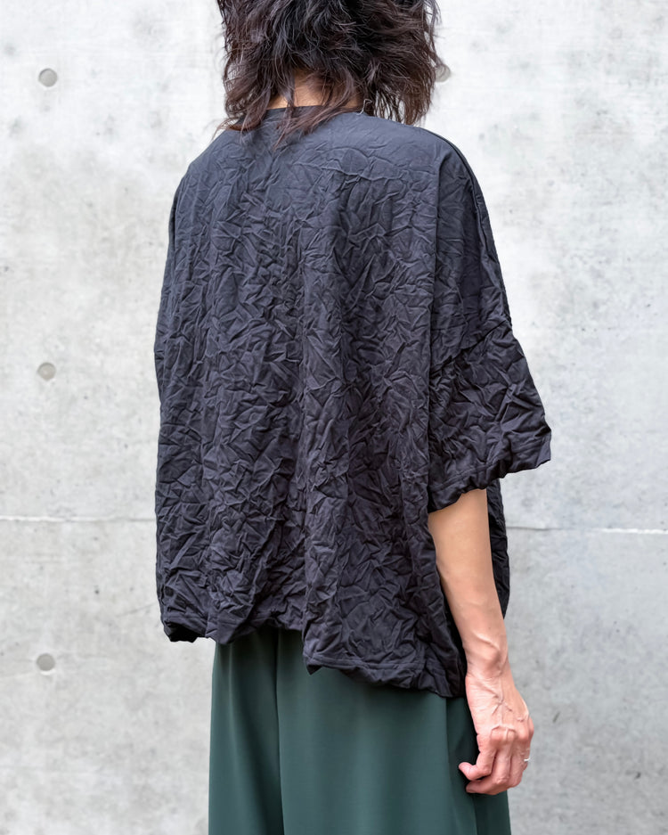 ENFÖLD / WRINKLE BOX T-SHIRT / BLACK / 300JA280-0031