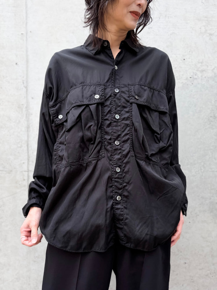 KATHARINE HAMNETT / PARACHUTE LONG TAIL SHIRT / BLACK / TKH-S90