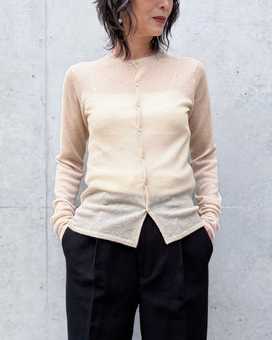 AURALEE / SHEER CASHMERE KNIT CARDIGAN / TOP BEIGE / A26SC01CJ