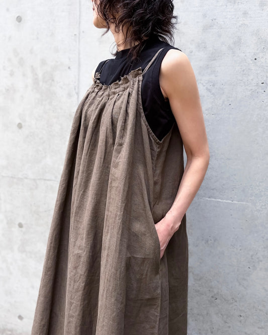 WALANCE / natural dye linen camisole dress / BROWN / 3261-10145