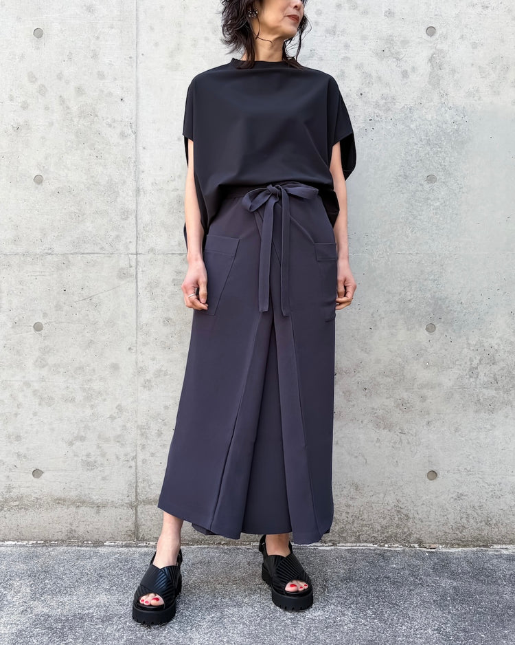 COGTHEBIGSMOKE / MINA DOUBLE WRAP SKIRT / D GREY