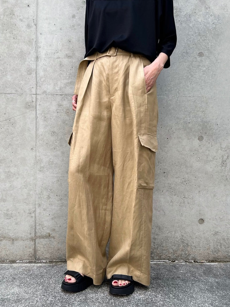 GALERIE VIE / ラミーツイル ベルテッドカーゴパンツ / CAMEL / 23046104112