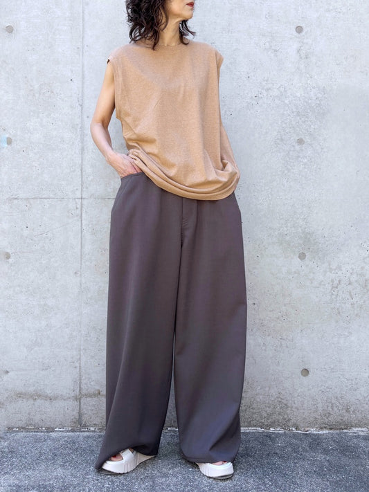 INSCRIRE / Raffi Gauze Sleeveless Teet / PINK BROWN / I26SSCUT11