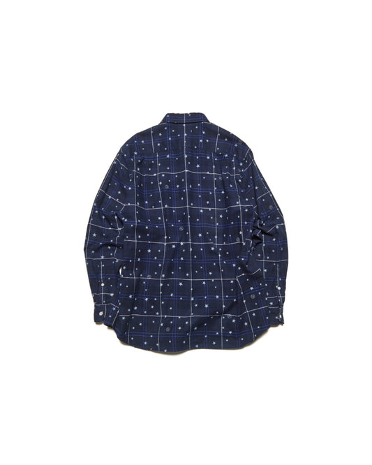 uniform expriment / STAR PRINT CHECK SHIRT / NAVY / UE- 262047