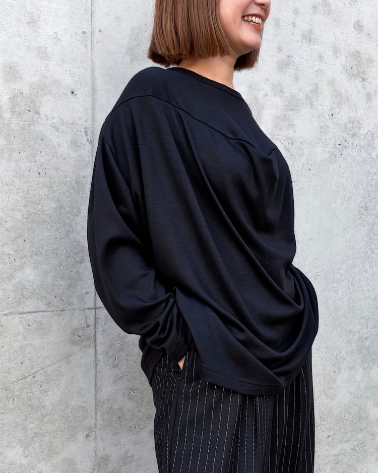 JUNYA WATANABE / ウールスムース変形プルオーバー / BLACK / JR-T013