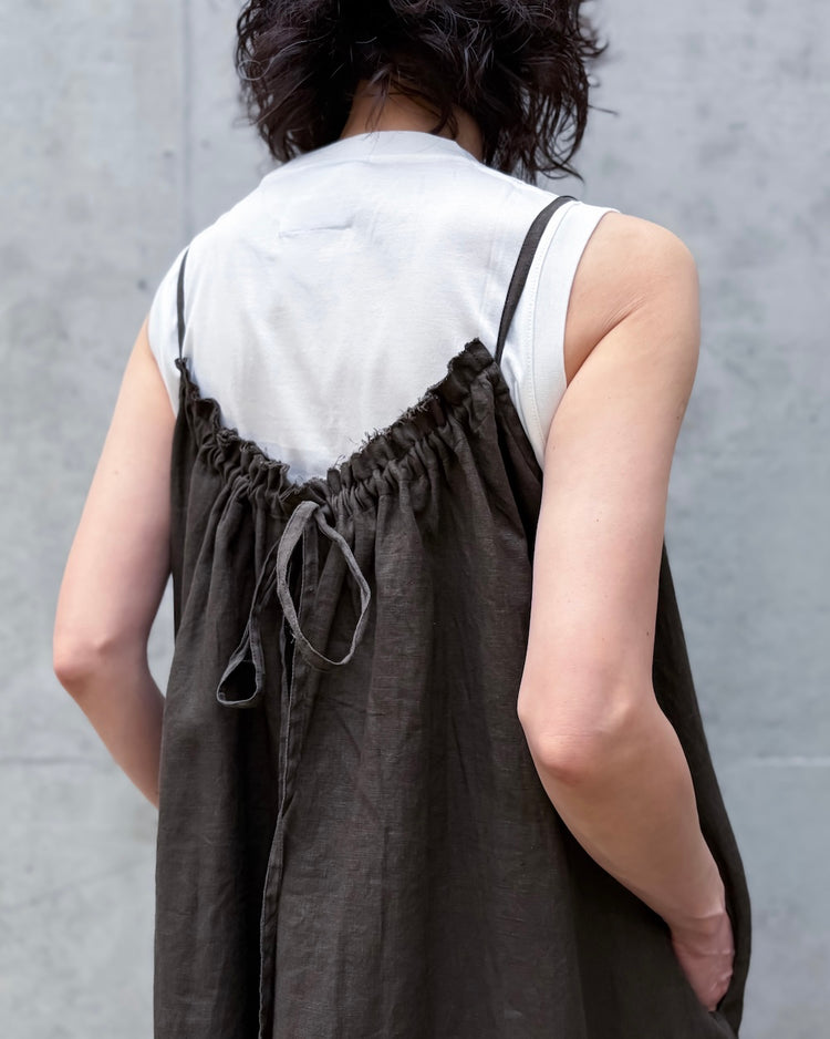 WALANCE / natural dye linen camisole dress / BLACK / 3261-10145