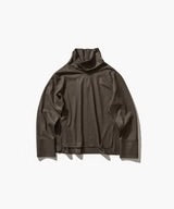 ATON / MERINO COLLEGE JERSEY | STAND COLLAR PULLOVER / MOCHA / BLAGLW0307