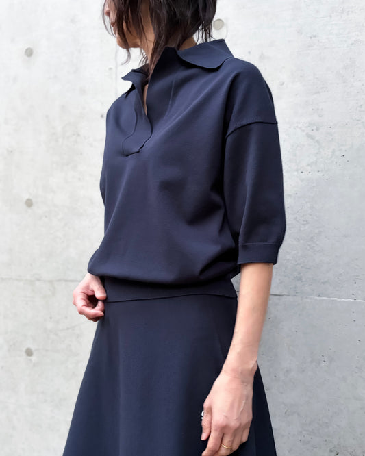 MADISONBLUE / SKIPPER HALF SLEEVE KNIT / NAVY / MB261-8006
