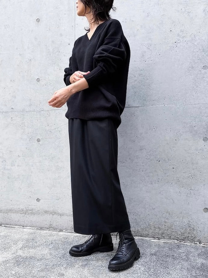 GALERIE VIE / ライトフラノストレッチ イージースカート / BLACK / 23055405201