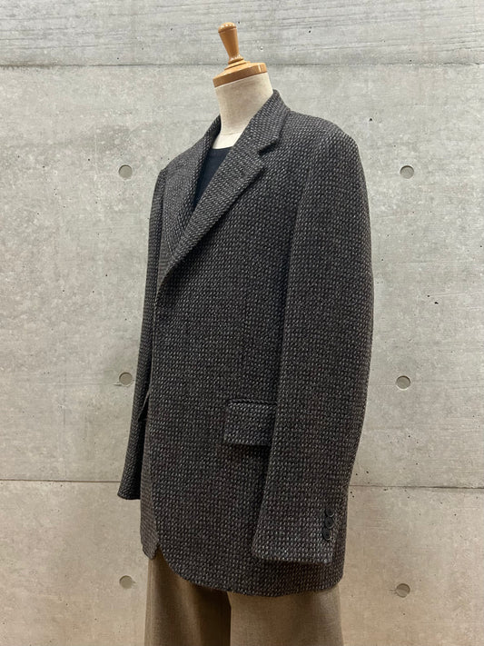AURALEE / ALPACA WOOL SILK TWEED OVER JACKET / GRAY BROWN HAIRLINE / A25AJ05LS