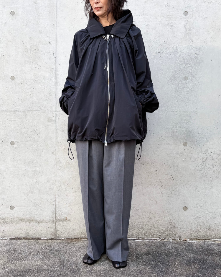 CINOH / NYLON HOODIE BLOUSON / BLACK / E-21-003