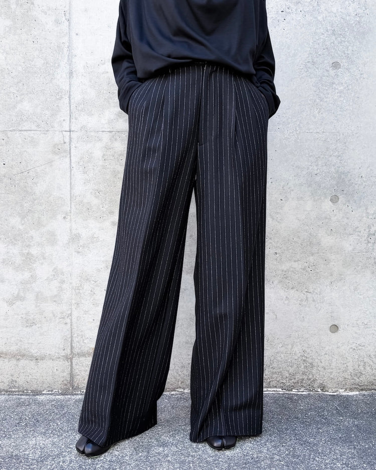 JUNYA WATANABE / ウールエステルストライプワイドパンツ / BLACK×WHITE / JR-P040ー