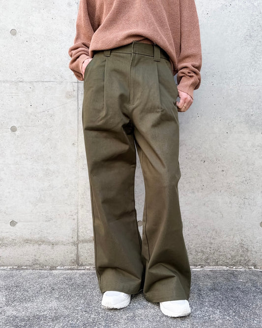 THE SHINZONE / COTTON TWILL WIDE PANTS / KHAKI / 26SMSPA07